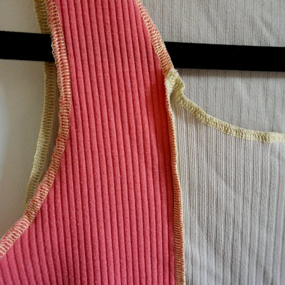 Vintage Madrag Y2K Colorblock Contrast-Seam Crop Top - Picture 3 of 7